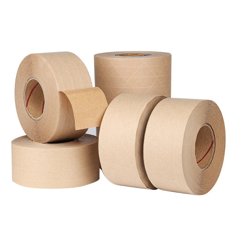 50M Reinforced Water Activated Gummed Kraft Paper Tape ,Wet-water Fiber Tape for Heavy Duty Secure Packing Shipping