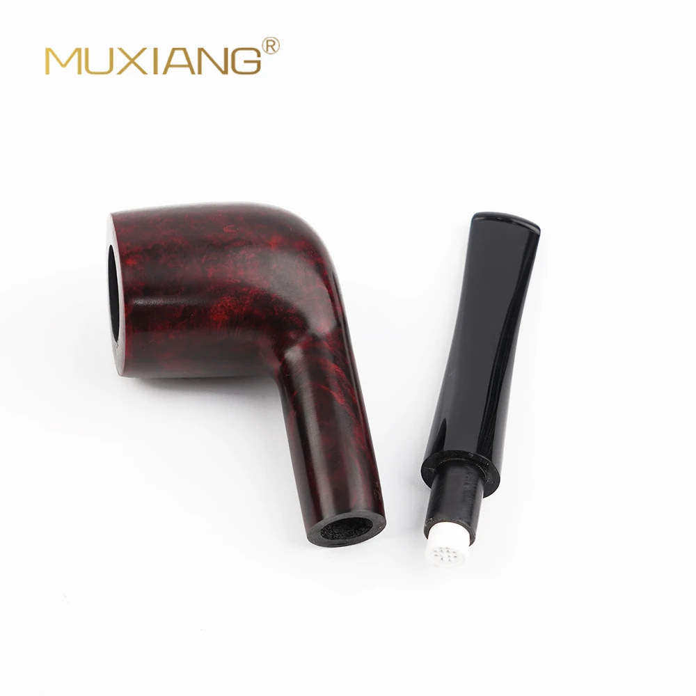 Imagem -03 - Muxiang-handmade Briar Tobacco Pipe com Alça Reta Classic Pool Pipe Bocal de Acrílico mm Pipe Channel 19 mm Bowl Diâmetro