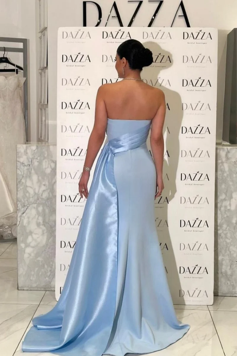 Jessica Sky Blue Evening Dresses Mermaid Off Shoulder Prom Dresses Satin Skirt Elegant Ladies فساتين سهرة Customized