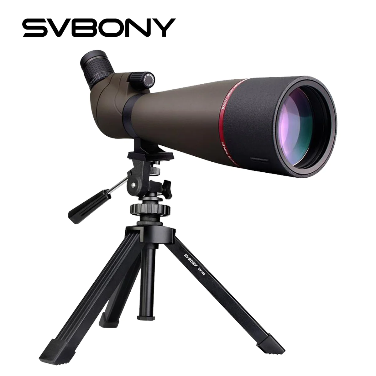 Зрительная труба Svbony 20-60X80, зум-рефрактор, телескоп с многослойным покрытием, серебряная призма, уличная водонепроницаемая оптика со штативом SV13