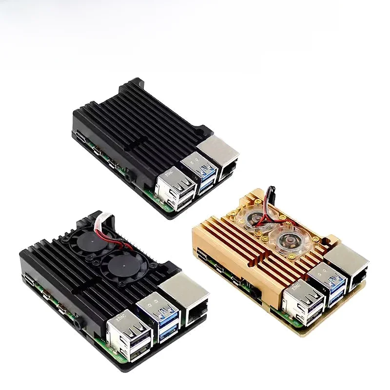 Aluminiowa obudowa z podwójnym wentylatorem chłodzącym do Raspberry Pi 4 3 Model B 3B Plus Metalowa obudowa do RPI Raspberry Pi 4 3 Model — zdjęcie 2