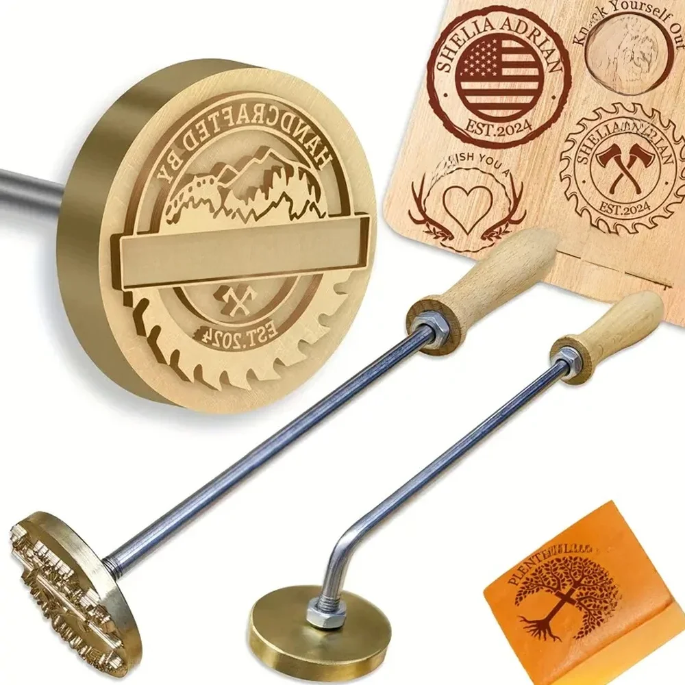 Aangepaste brandende ijzeren stempel DIY LOGO verwarming messing embosser zegels met handvat voor hout leer cake hamburger bruiloft feest ambacht - afbeelding 2