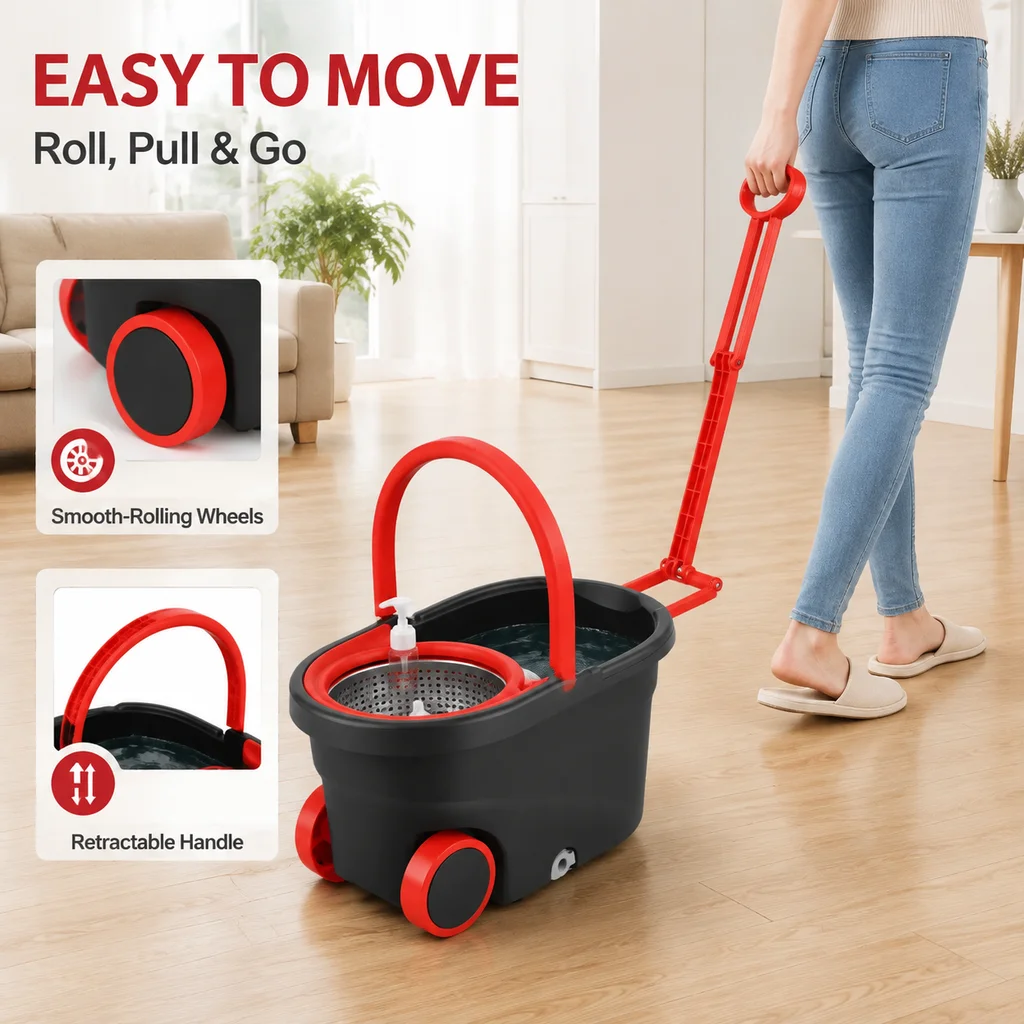 Spin-Mop- und Eimersatz, freih – Home Bathroom Cleaning Kit Bewertung und Preis