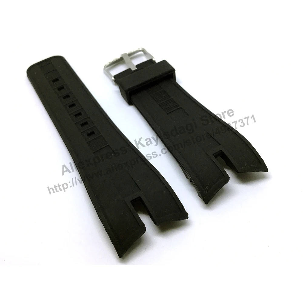 Fits/for Roger Dubuis Excalibur and Easydrive RDDBEX0405 - 26mm Black Soft Silicone Rubber ES45 Watch Band / Strap / Belt