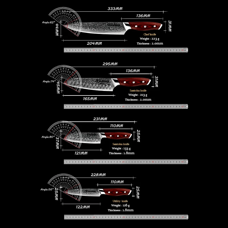 Damascus Kitchen Knife Japanese Damascus Chef Santoku Kitchen Knives Best Gift Cooking Tools Grandsharp Brand High Quality