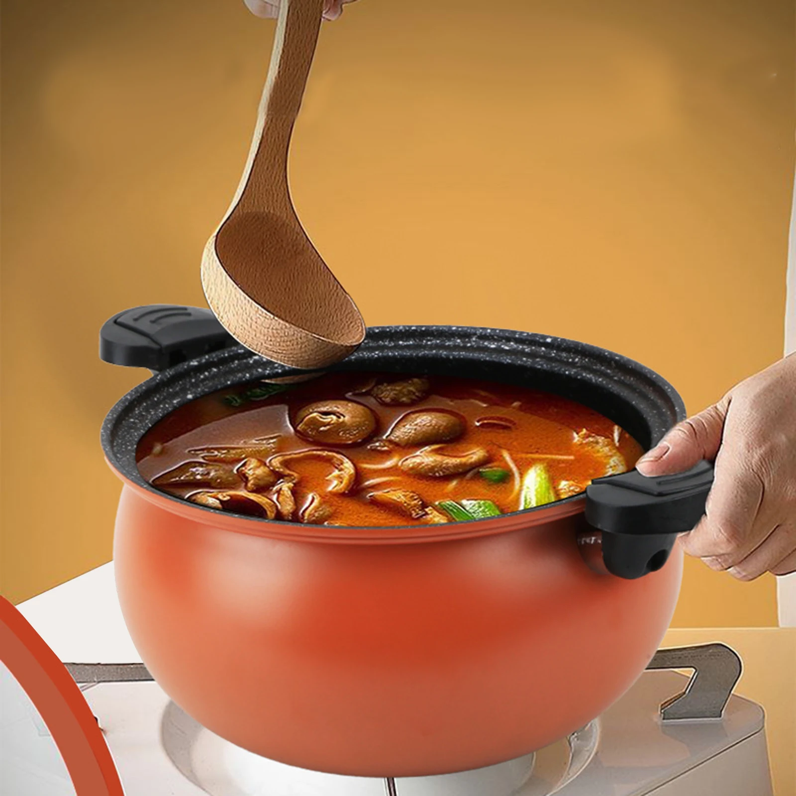 Micro Pressure Cooking Pot Pumpkin Shaped Pressure Cooking Pot Multifunctional Non Stick Pot Gas Stove Universal Soup Pot
