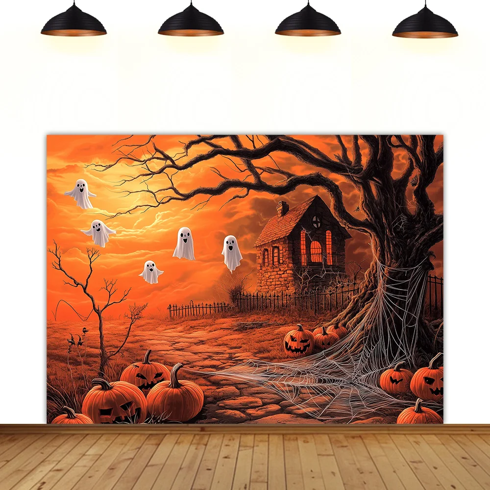 

Halloween scene background party festival Halloween Theme forest ghost photo decoration photography backdrop