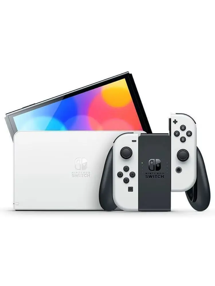 Nintendo Switch OLED-Modell Videospielkonsole mit weißen Joy-Con - HK-Version (HK-Ladegerät mit HK-zu-US-Steckeradapter)