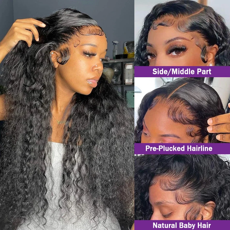 Wiggogo 40 Zoll lockiges menschliches Haar Perücke 13x6 HD Spitze Frontal Perücke 13x4 Deep Wave Frontal Perücken 4x4 HD Spitze Perücken 5x5 Spitze Verschluss Perücken