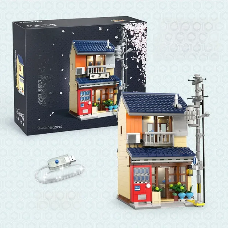 Met Verpakking DOOS LED Stad Japanse Theewinkel Huis Architectuur Bouwstenen Vrienden Winkel Cijfers Bakstenen Speelgoed voor Kid Geschenken - afbeelding 2