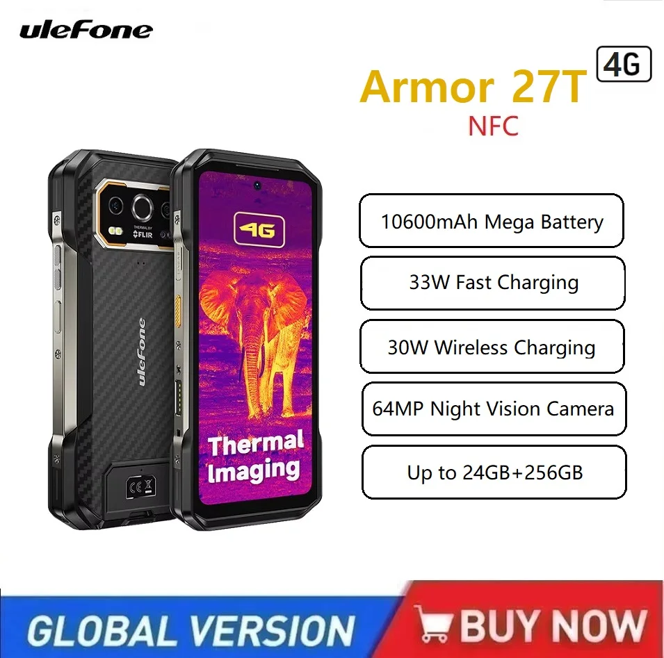 Ulefone Armor 27T 4G Rugged Smartphone Android 14 ,24GB +256GB 6.78