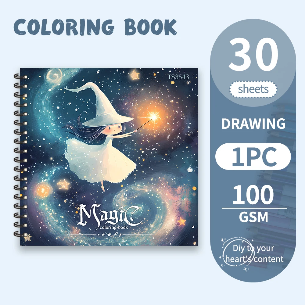 

Magic Story Coloring Book - 30page adult coloring book, 100 gsm, 8.3 inches × 8.3 inches, art book, birthday gift, holiday party