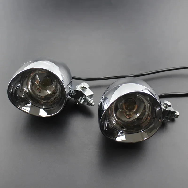 AliExpress NONE 2pcs 12V Motorcycle Bulb Fog Light Chrome Bullet Passing Spot Lamp Headlight Custom For Honda Yamaha Suzuki Kawasaki Dirt bike