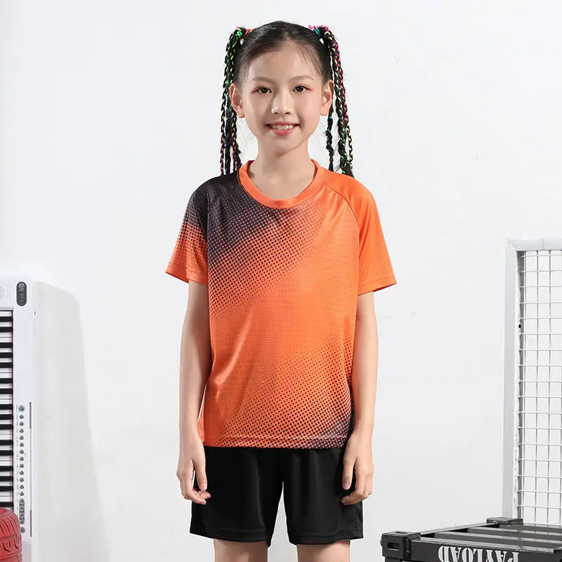 Children Tennis Badminton Uniform 2024 Sets Quick Dry Short Sleeve Print Kid Child Girl Boy Ping Pong Table Tennis Clothes Suit