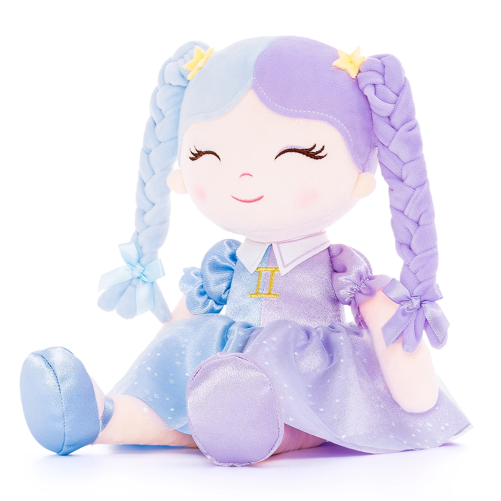 16 inches Baby Girl Gifts Plush Doll Gemin Constellation Doll In Blue Purple Skirt With Gift Box Birthday Gifts