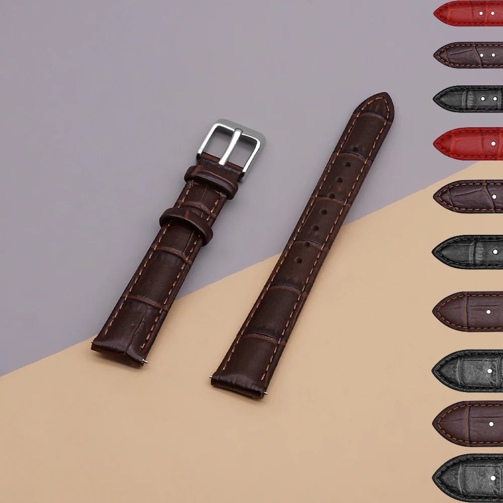 Leather Soft Material Watchband Bracelet Watch Srtap Writst Watch Band Belt Strap Waterproof Anti-allergic for 14/16/20/22mm