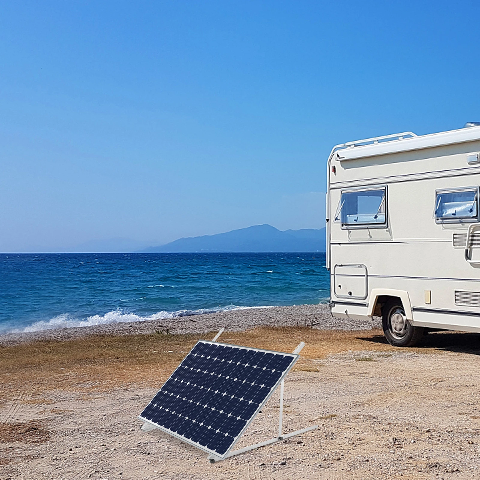 

45" Adjustable Angle Solar Panel Mount Mounting Rack Brackets For Boat/RV/Roof Aluminum Alloy Material Silver, Big Sale, New