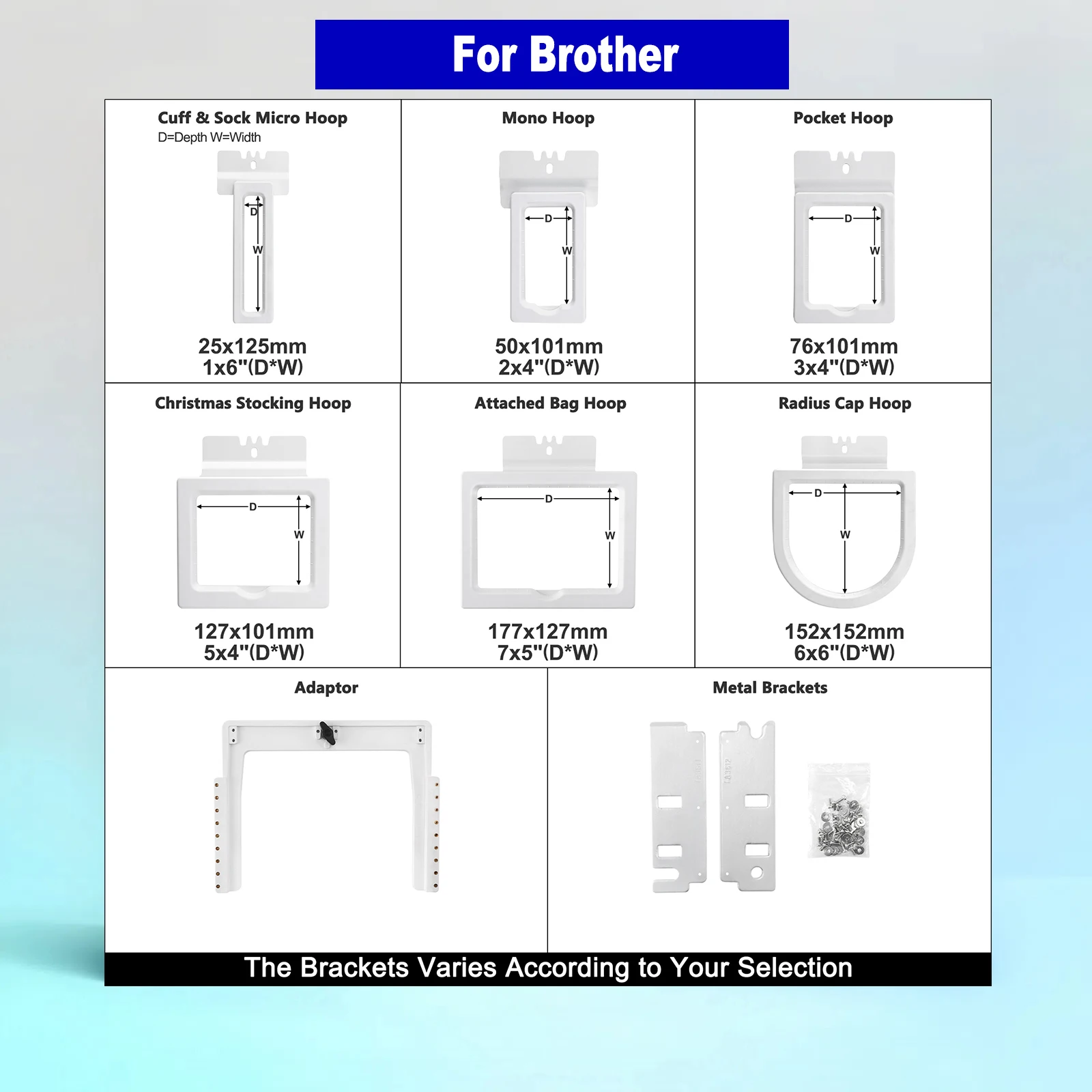 

6in1 magnetic embroidery frame kit for Brother VR PRS100 PR1X PR620 PR650 PR655 PR670E PR680W PR1000E PR1050X PR1055X