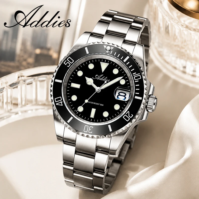 ADDIES 36mm Luxury Women Wristwatch Ceramic Bezel 316L Stainless Steel Ladies Watche 50m Waterproof Luminous Fashion Woman Watch