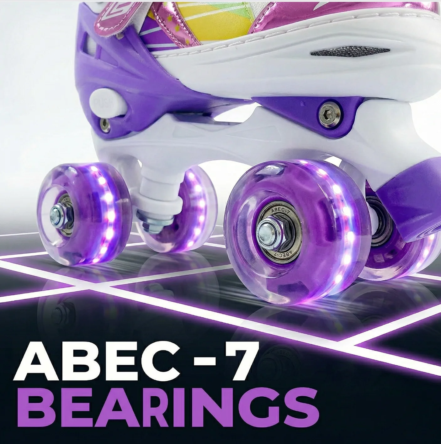 Janplay Kids Roller Skates for Girls Boys, Adjustable Quad Roller Skates with Light Up Wheels, Double Row Outdoor Skates Birthday Gift