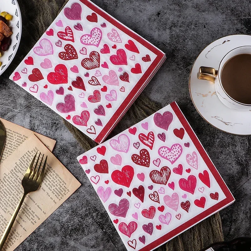 Serviettes imprimées de qualité alimentaire, 20 pièces/pac, papier de soie pour décoration de fête de mariage, hôtel, Restaurant, pâte de bois native, papier mère et bébé