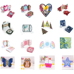 New Arrival Christmas Tree Metal Cutting Dies for Folding Greeting Card Making Stencils Big Heart Rainbow Flower Gatefold