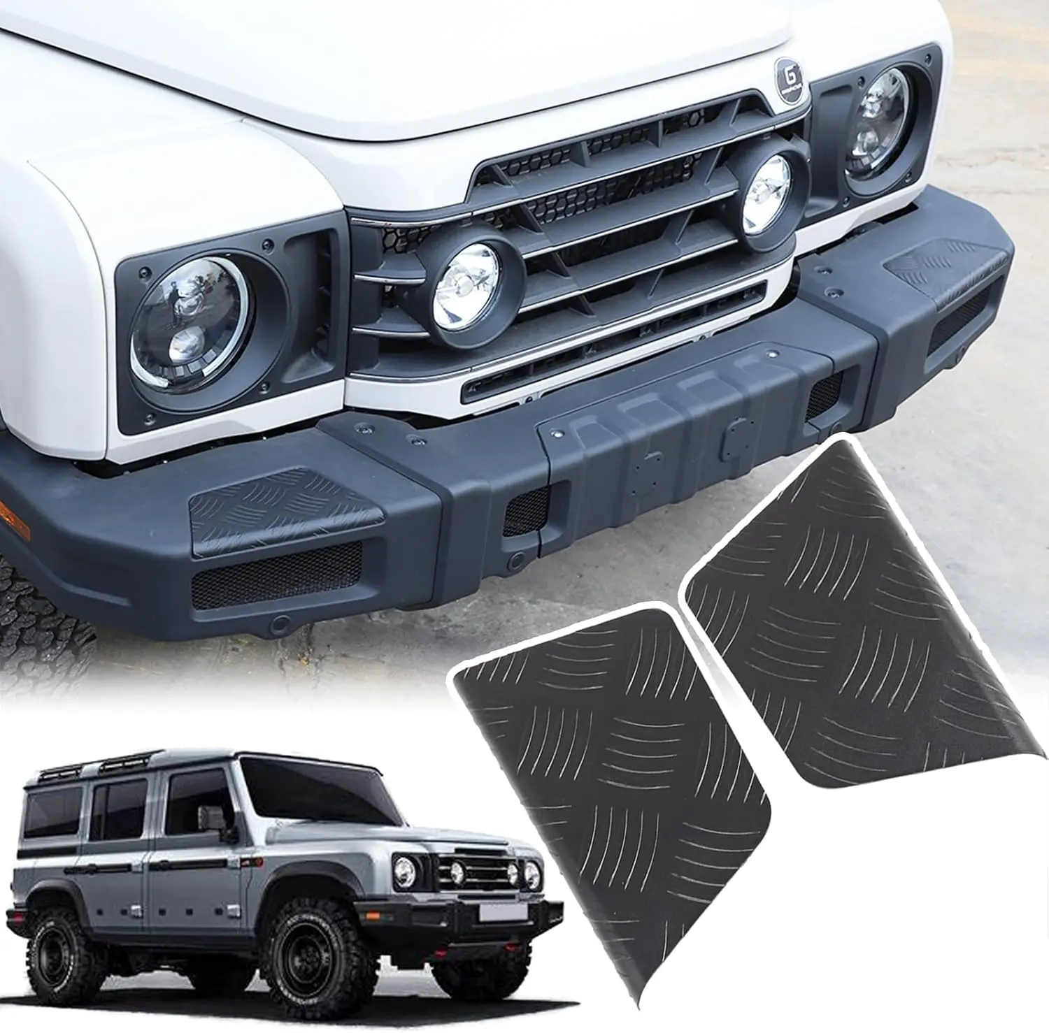 

Aluminum Alloy Car Front Bumper Insert Pedal Plate Trim For Ineos Grenadier 2020 2021 2022 2023 2024 Molding Kit Accessories