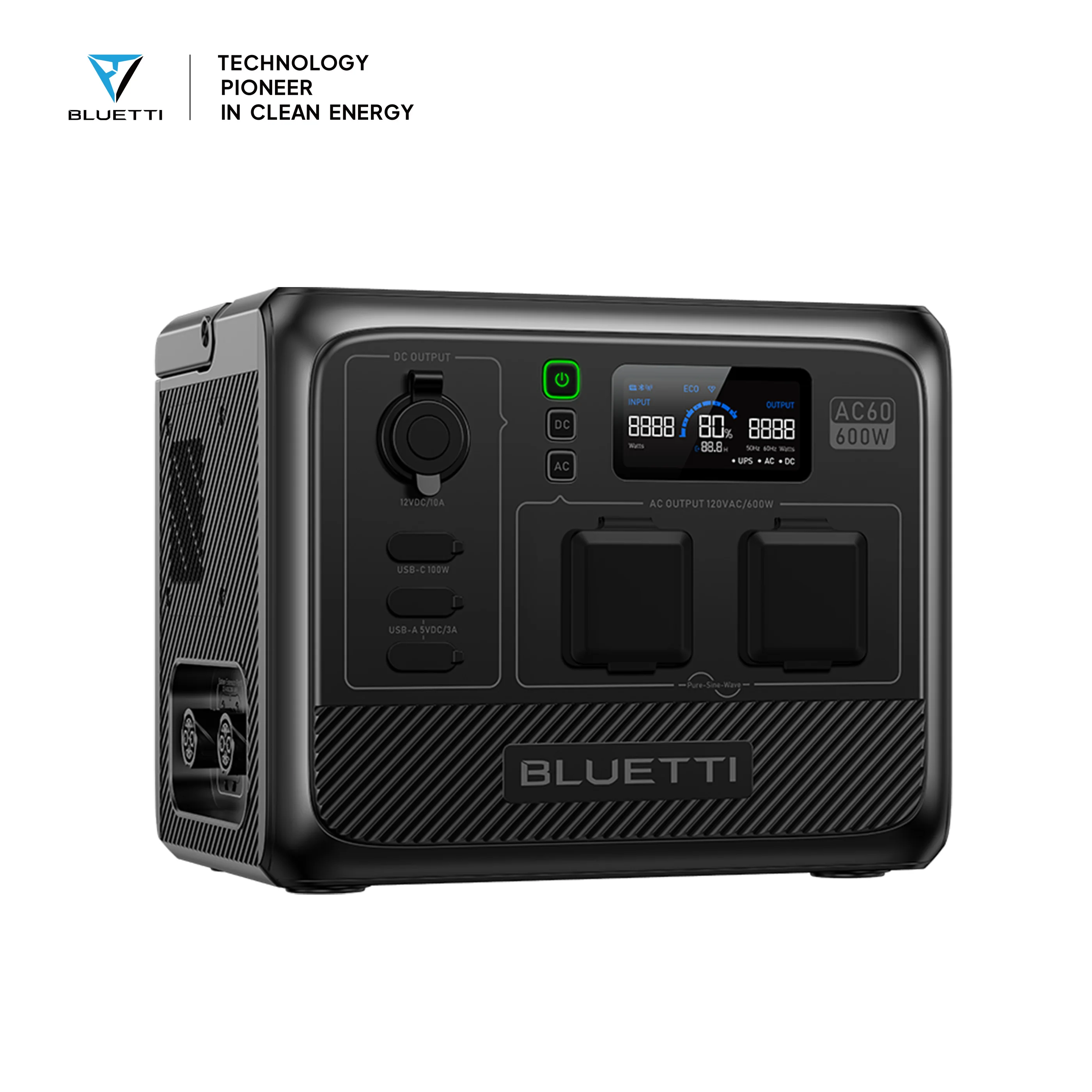 [US Plug] BLUETTI AC60 Portable Power Station, 403Wh LiFePO4 Battery Backup 600W AC Outlets, For Camping, Trip, Power Outage