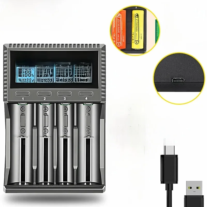 LiitoKala Lii-CH4 CH2 3.7V 3.85V Li-Ion 18650 1.2V 1.5V Ni-MH AA AAA 3.2V/3.65V LiFePO4 Inteligentna Ładowarka do Akumulatorów LED 0.5A 1A — 2