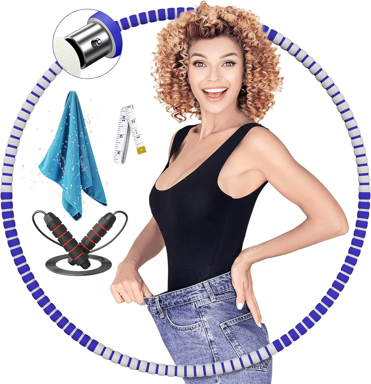 6 Tubes Yoga Abnehmbarer Pilates Hoop Taillenübung Schlankheitstraining Sport Hoops Bodybuilding Massage Fitnessstudio Gewichtsverlust Hoop 90 cm Hullahub-Reifen mit herausnehmbarem Edelstahlkern