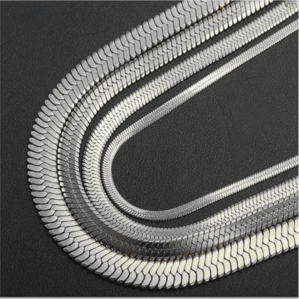 Bwise 3-6MM Tone Snake Cocoon Curb Link Flat Box Wheat Chains Stainless Steel Men Naszyjnik Choker Biżuteria 24 cale — zdjęcie 2