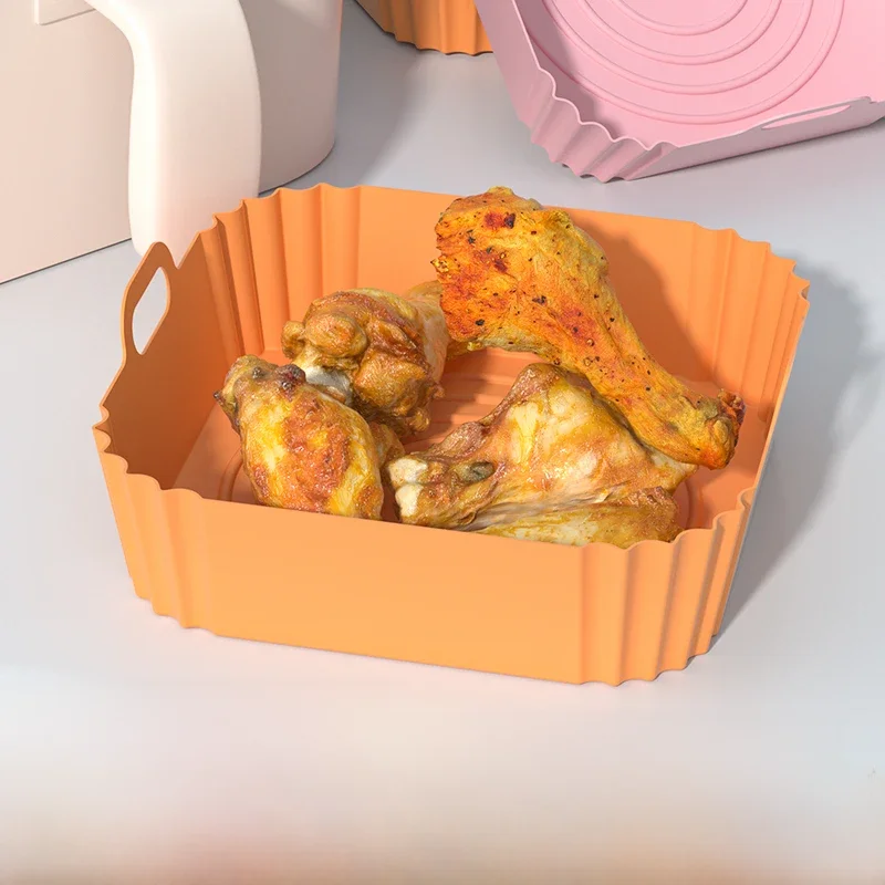 1 szt. Frytownica powietrzna kosz silikonowy formy silikonowe Airfryer piekarnik blacha do pieczenia Pizza smażony kurczak kosz wielokrotnego użytku patelnia akcesoria — zdjęcie 2
