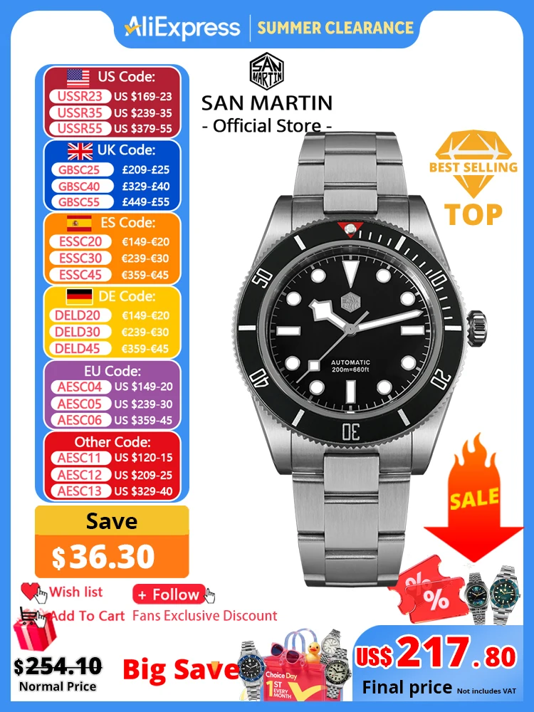 San Martin BB58 Retro Diver NH35 Automatic Men’s Watch 200m