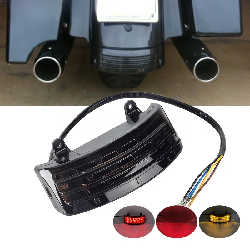 Motocykl Tri-Bar LED tylny błotnik hamulec lampa kierunkowskazu tylnych świateł przydymione soczewki dla przemieszczanie się po ulicy Harley Touring FLHX FLTRX — zdjęcie 2