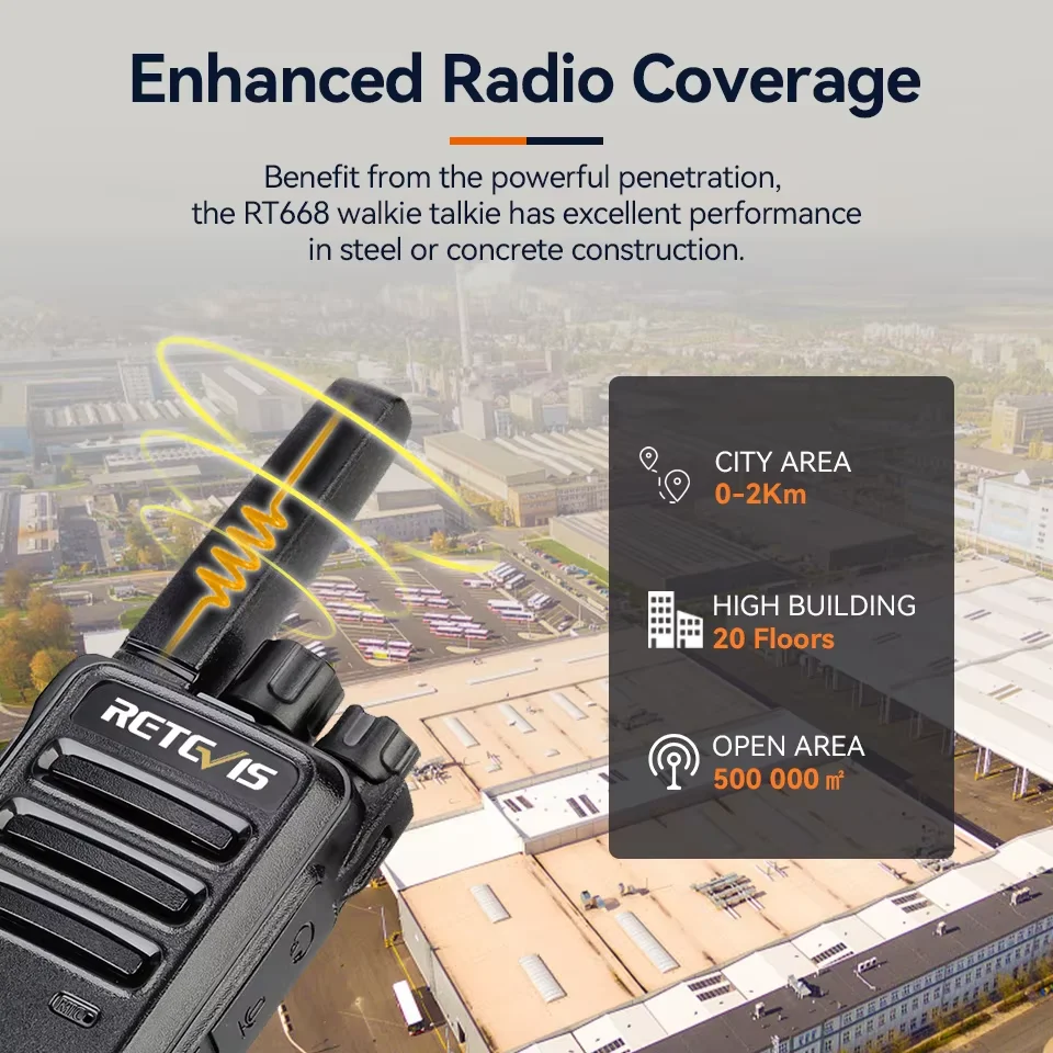 Retevis RT668 Walkie-Talkie, 10-teilig, Kommunikation, tragbares kabelloses Set, USB-Ladestation, Lizenz kostenlos für Restaurantsicherheit – Detail 2