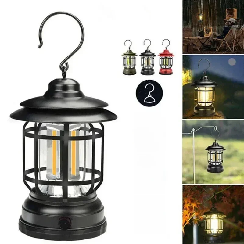 Retro Camping Lampe USB Aufladbare Laterne Camping Licht Beleuchtung Laterne Lampe Taschenlampe