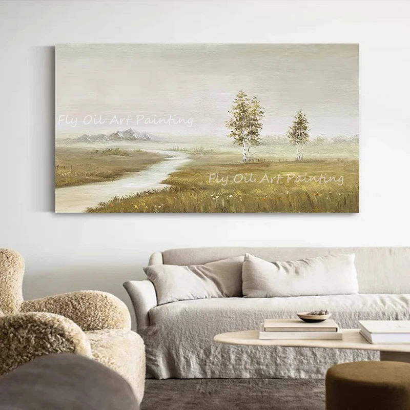 

Hand-painted landscape picture texture tree forest artwork handmade oil painting texture for home living room decor