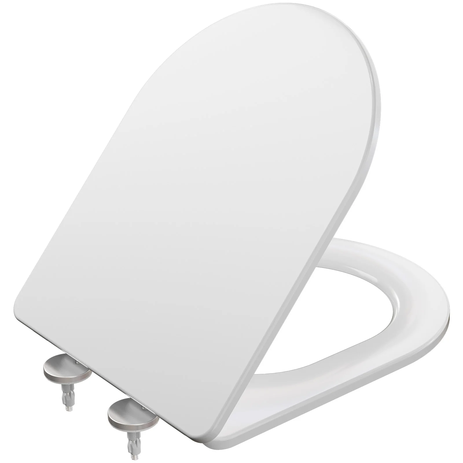 WC-Sitz D Form 46 x 37 cm Weiß PP Material Toilettendeckel mit Absenkautomatik und Schnellbefestigung Heavy Duty 175kg Belastbar Kratzfest Langlebig Einfache Montage