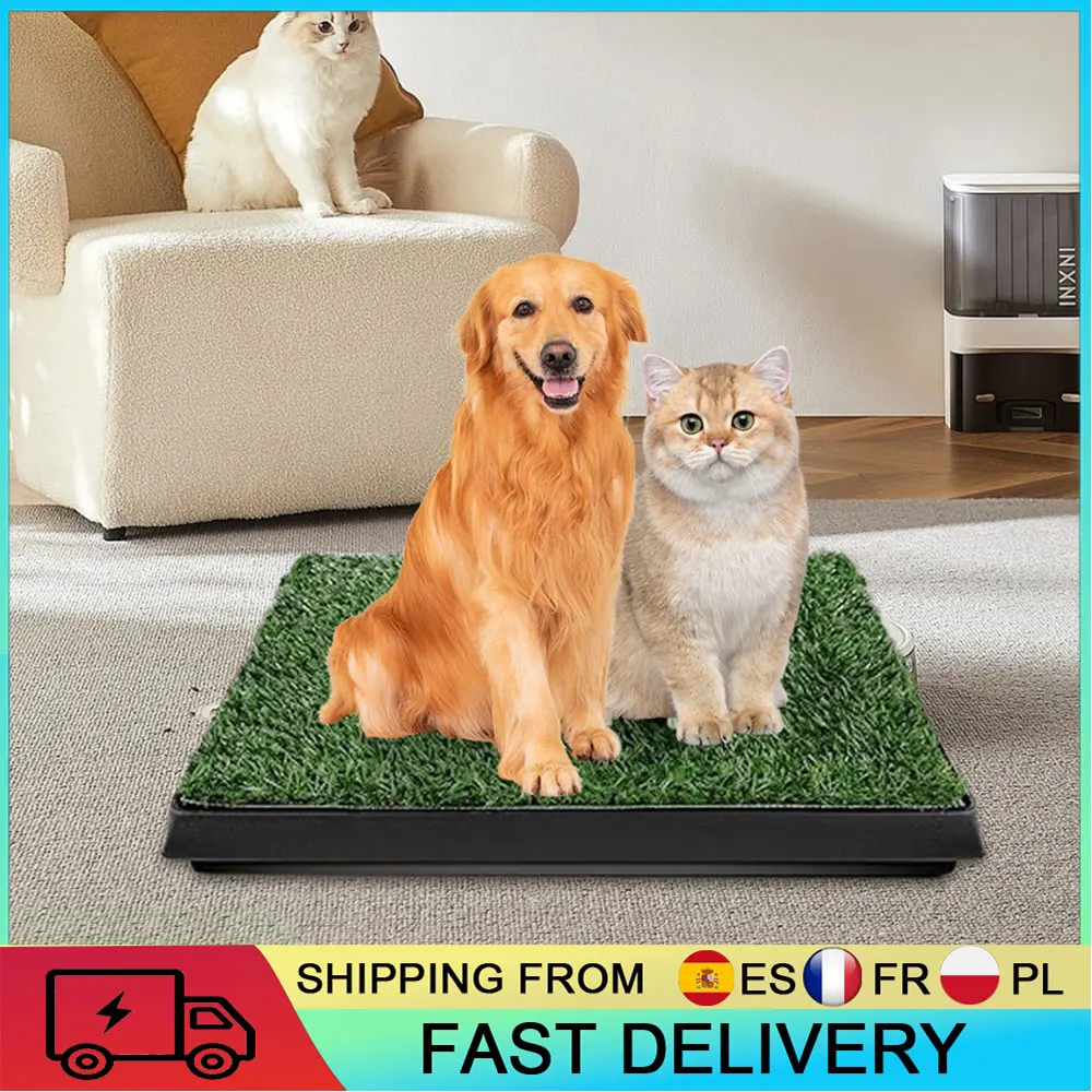 Bac à litière pour chien en gazon artificiel pour chiens de petite et moyenne taille, toilette pour chien lavable et réutilisable avec plateau de drainage, tapis d'entraînement pour chiots pour usage intérieur, balcon, maison