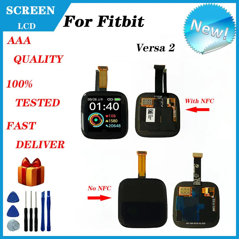 For Fitbit Versa 2 FB507 LCD Display Screen Smart Watch Accessories Digitizer Replacement And Repair Parts