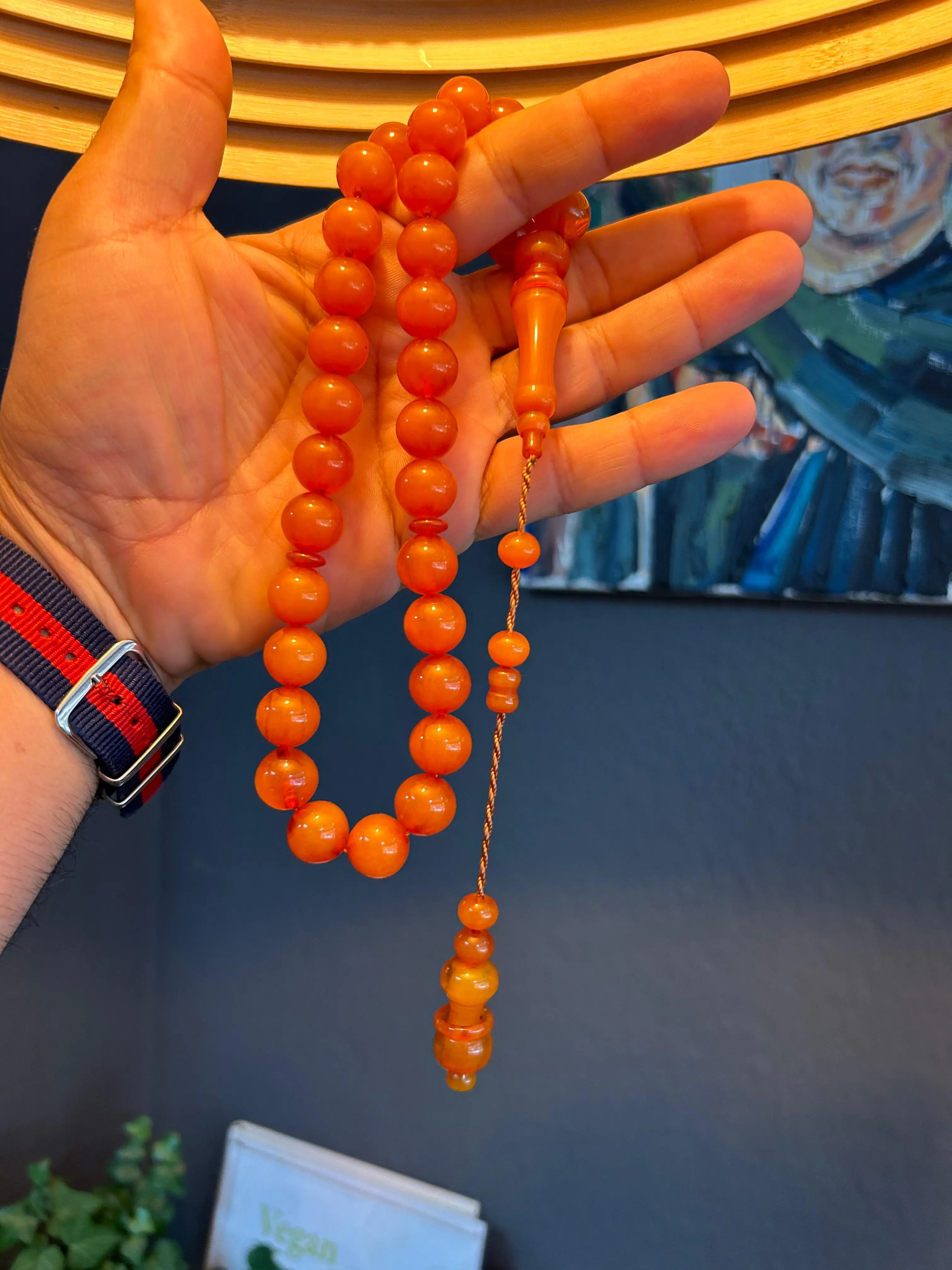 Orange Bakelite Rosary Ottoman Rare Faturan German Amber Sandalous Misbaha Prayerbeads Tasbih Tesbih İslam T63