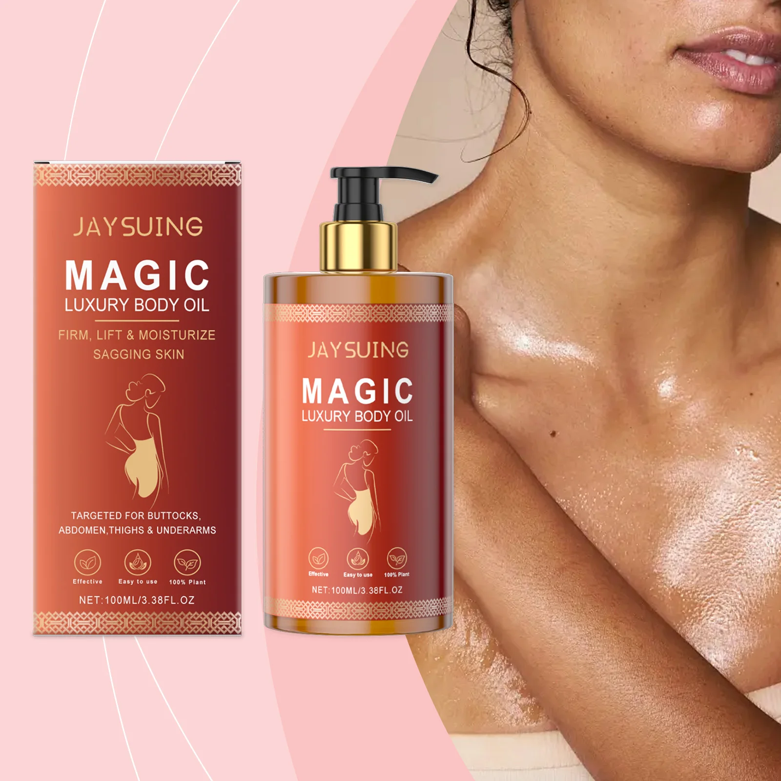 

Jaysuing 100ml Magic Luxury Body Tightening Oil Anti Sagging Skin Glowing Daily Care Nourishing Firm Thigh Belly Massage Oil