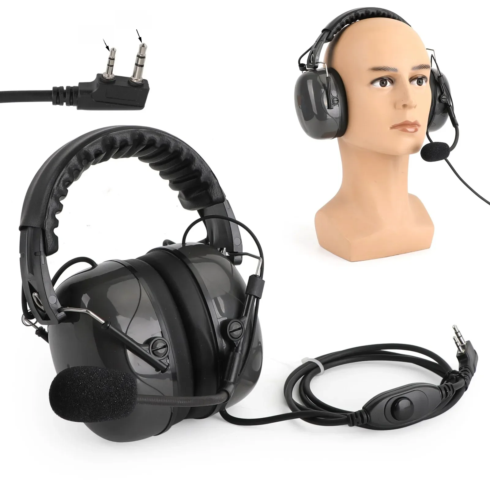 Artudatech Noise Cancelling Overhead Headset Geschikt Voor Kenwood Tk3107 Tk3200 Tk2160 Baofeng BF-888S Walkie Talkie Accessoires - afbeelding 2
