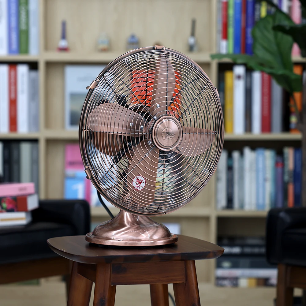 مروحة رينا المعدنية Rf-3121 مروحة داخلية عتيقة لسطح الطاولة برونزية كلاسيكية