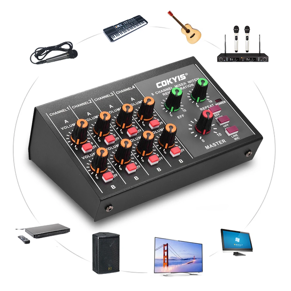 Imagem -03 - Atualizado Canais Mixer de Áudio Microfone em Casa com Reverb Effect Expander Estéreo Mono Console Portátil Hub