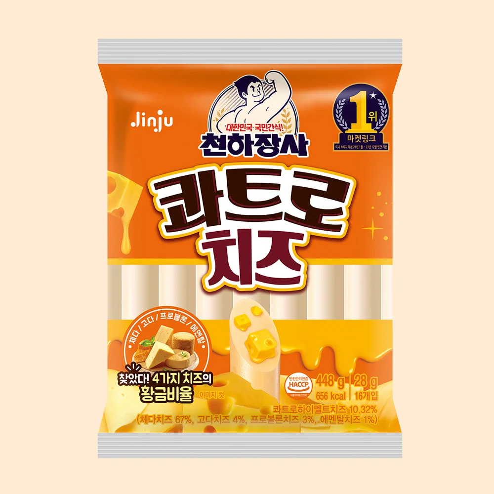 (1+1) JINJUHAM Cheonhajangsa Snack Sausage Original 448g + Quattro Cheese 448g