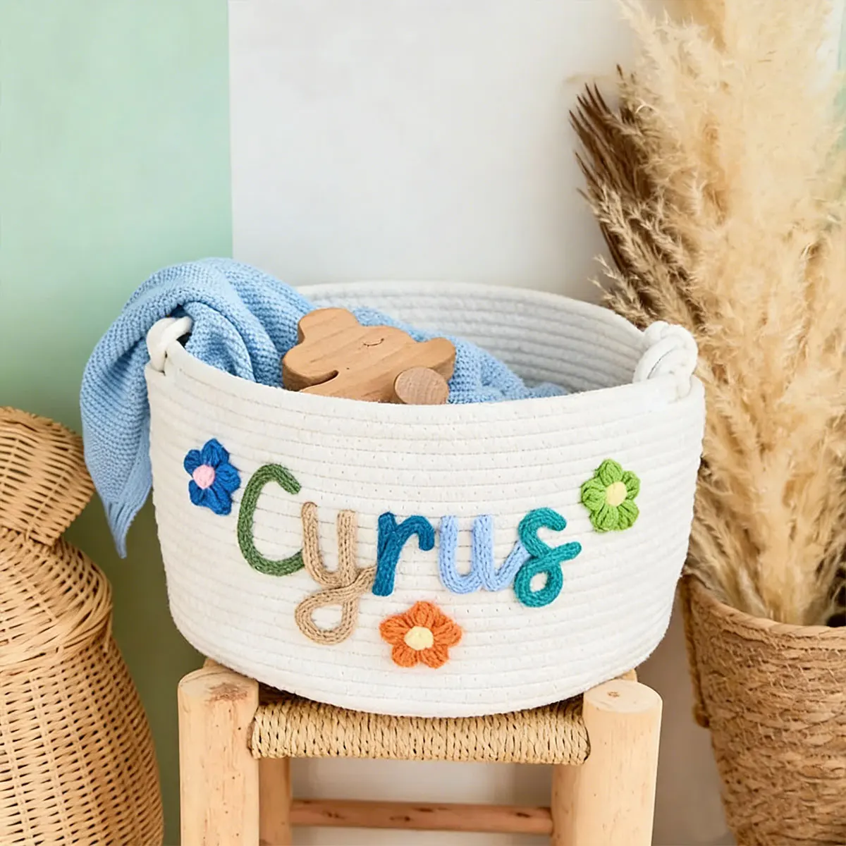 Customizable Personalized Name Storage Basket, Gift Basket