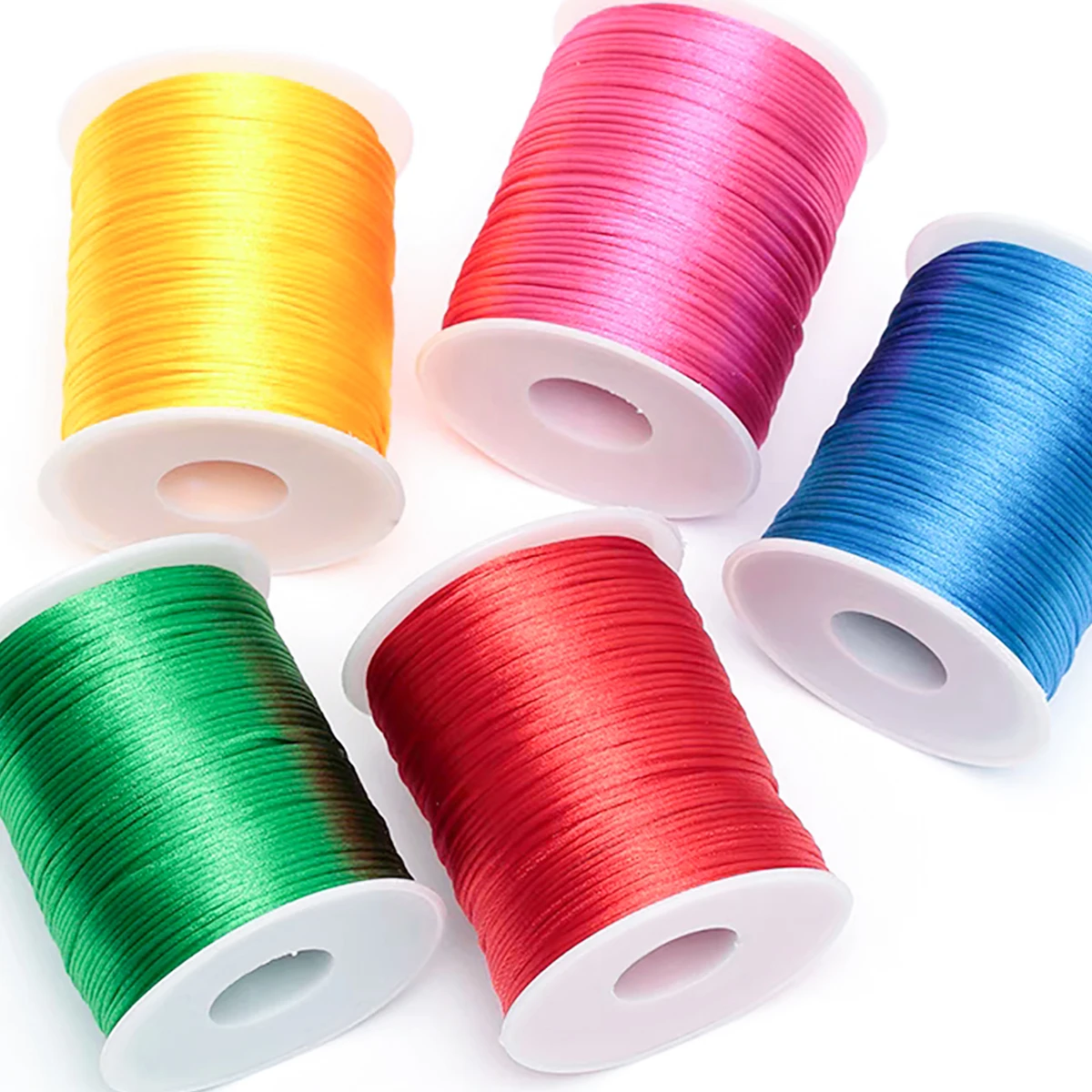 1.5mm/Roll Nylon Satin Cord Chinese Knot Thread Strong Bracelet Braided Macrame Silk Satin Rat Tail Rope For Jewelry Line Crafts