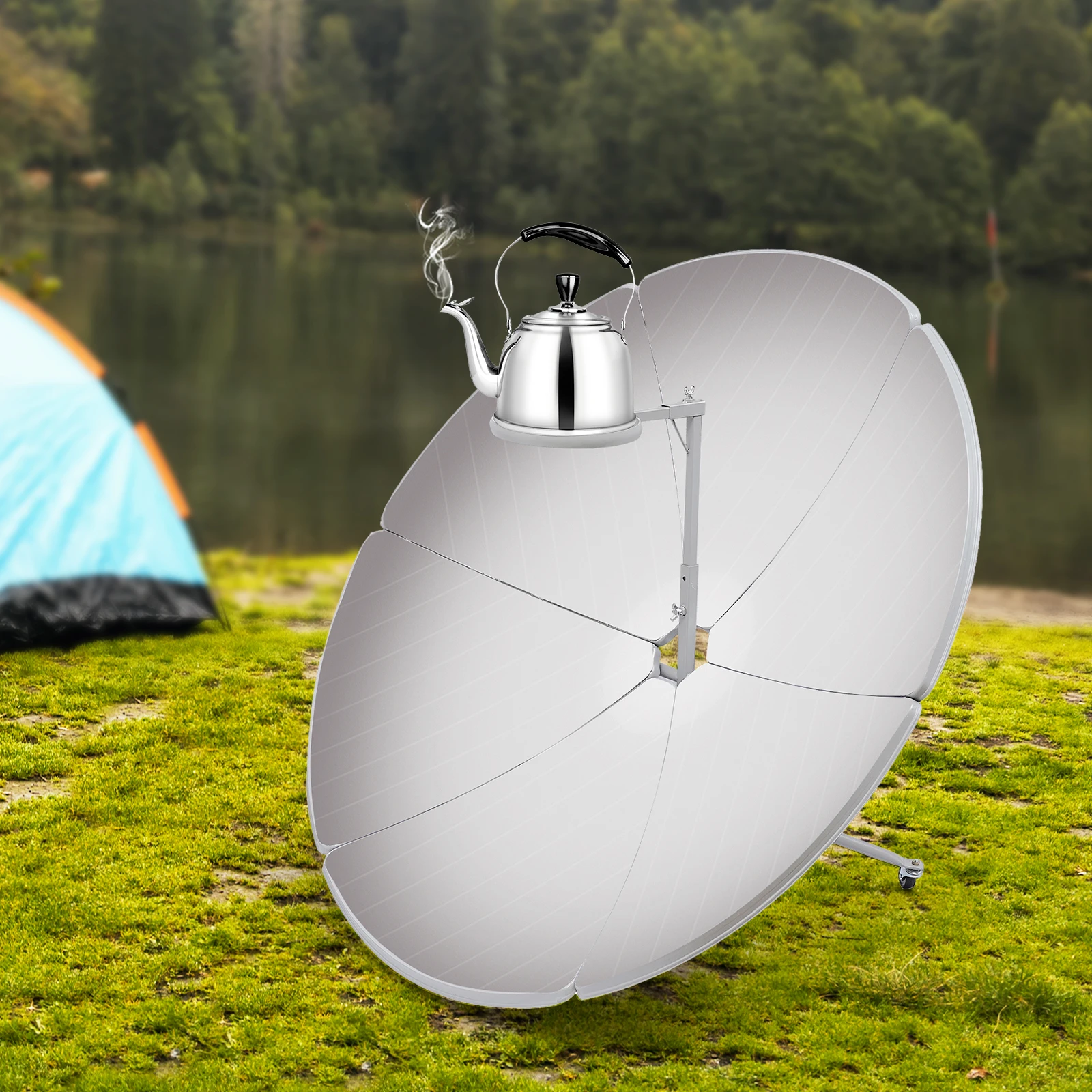 

1800W Parabolic Solar Cooker High Efficiency Sun Oven 700-1000°C Outdoor Camping Money-saving & Labor-saving for Families