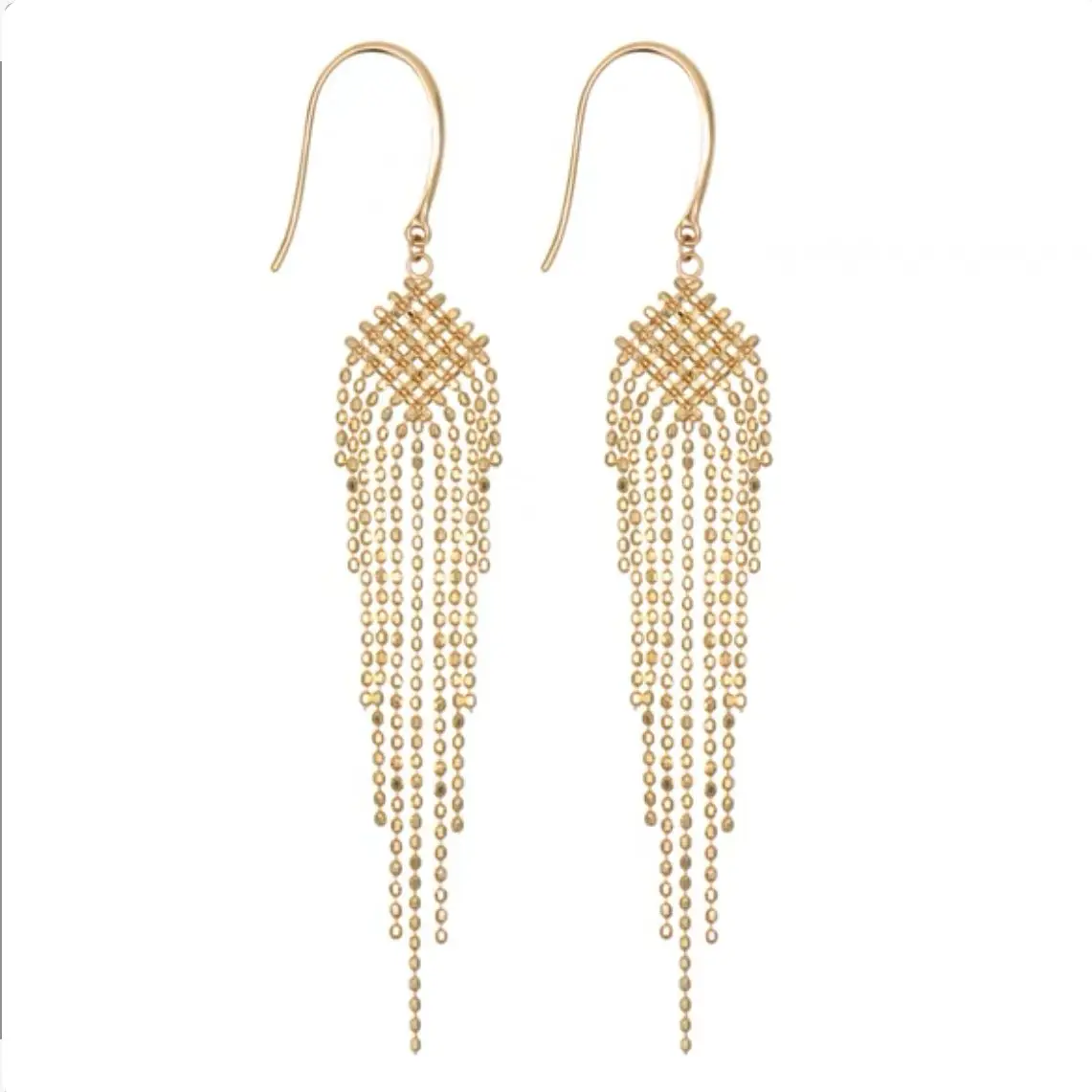 MADALENA SARARA 18K Gold Geometric Shape Bead  Chain Tassel Women Dangle Earrings